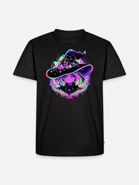 Neon Hexenmädchen - Männer Premium Bio T-Shirt - Schwarz