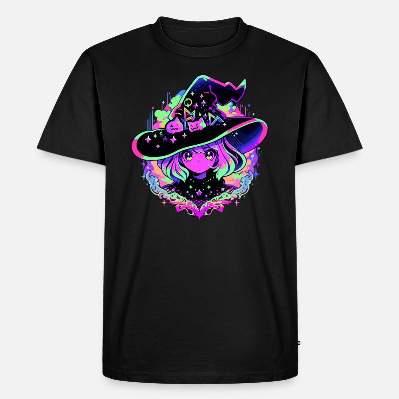 Neon Hexenmädchen - Männer Premium Bio T-Shirt - Schwarz