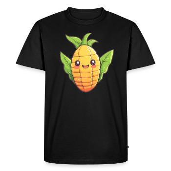 Style de bande dessinée de maïs joyeux - T-shirt Premium bio Homme - noir - Devant - Nico (187cm)
