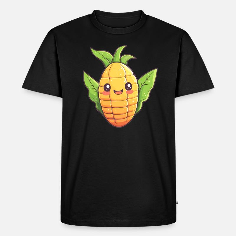 Fröhlicher Mais Comic-Stil - Männer Premium Bio T-Shirt - Schwarz