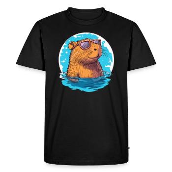 Capybara avec lunettes de soleil - T-shirt Premium bio Homme - noir - Devant - Nico (187cm)