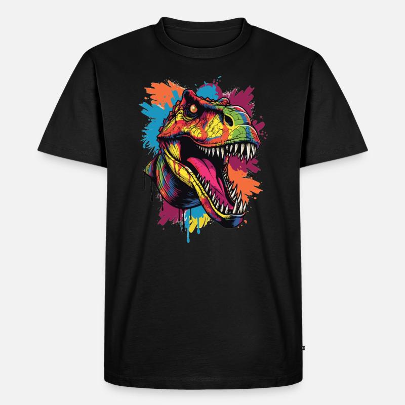 Bunter T-Rex Kopf - Männer Premium Bio T-Shirt - Schwarz