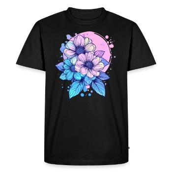 Éclaboussure de fleurs au néon - T-shirt Premium bio Homme - noir - Devant - Nico (187cm)