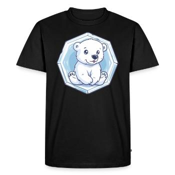Petit ours polaire dans la glace - T-shirt Premium bio Homme - noir - Devant - Nico (187cm)