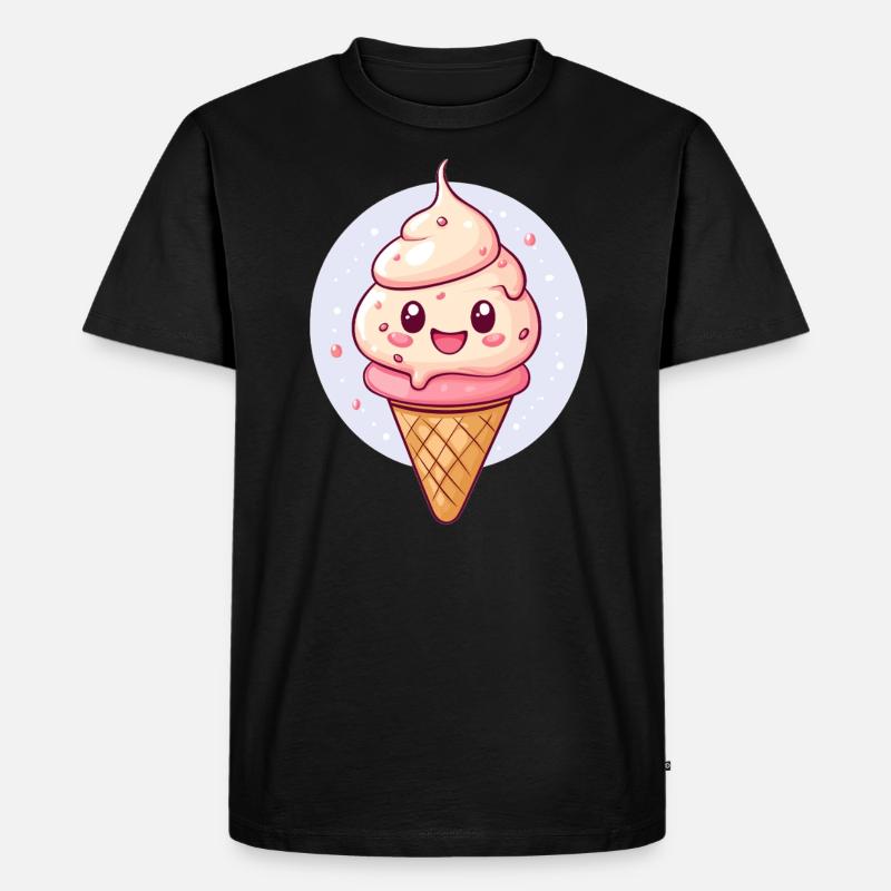 Glückseis mit Gesicht - Männer Premium Bio T-Shirt - Schwarz