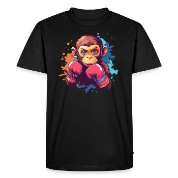 Boxing Monkey - Men's Premium Organic T-Shirt - black - Front - Nico (187cm)