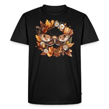Aesthetic Moth in Autumn Flower Wreath - Men's Premium Organic T-Shirt - black - Front - Nico (187cm)