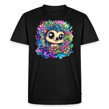 Hérisson coloré dans une mer de couleurs - T-shirt Premium bio Homme - noir - Devant - Nico (187cm)