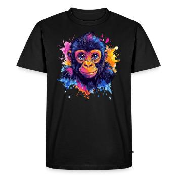 Colorful Monkey Head Splash - Men's Premium Organic T-Shirt - black - Front - Nico (187cm)