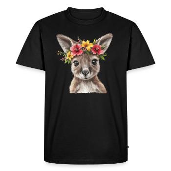Kangourou fleuri - T-shirt Premium bio Homme - noir - Devant - Nico (187cm)
