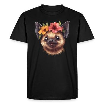 Chauve-souris avec des fleurs - T-shirt Premium bio Homme - noir - Devant - Nico (187cm)