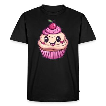 Cupcake sucré à la cerise - T-shirt Premium bio Homme - noir - Devant - Nico (187cm)