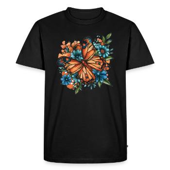 Papillon avec des fleurs - T-shirt Premium bio Homme - noir - Devant - Nico (187cm)