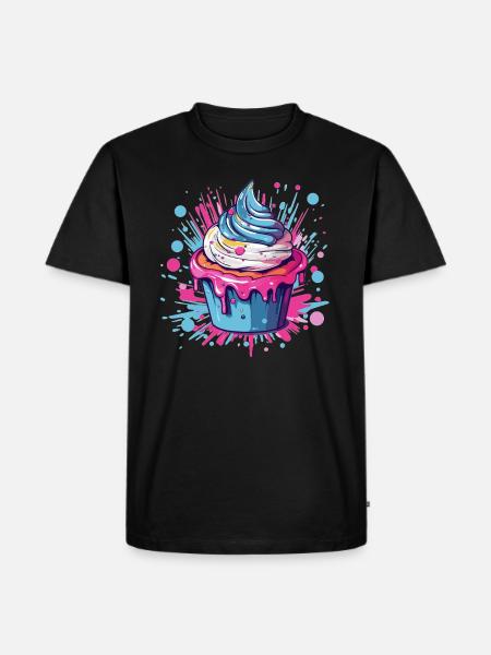 Bunter Cupcake Pop-Art - Männer Premium Bio T-Shirt - Schwarz