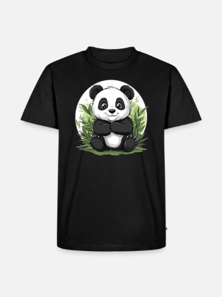 Panda im Bambuswald - Männer Premium Bio T-Shirt - Schwarz