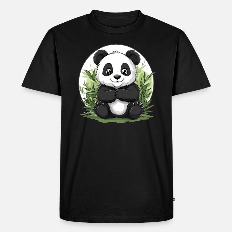Panda im Bambuswald - Männer Premium Bio T-Shirt - Schwarz