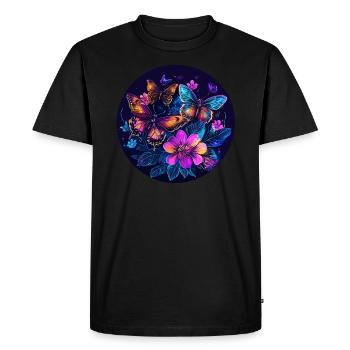 Glowing butterfly language - Men's Premium Organic T-Shirt - black - Front - Nico (187cm)