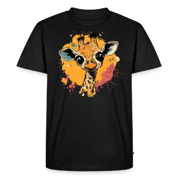Giraffe in a splash of color - Men's Premium Organic T-Shirt - black - Front - Nico (187cm)