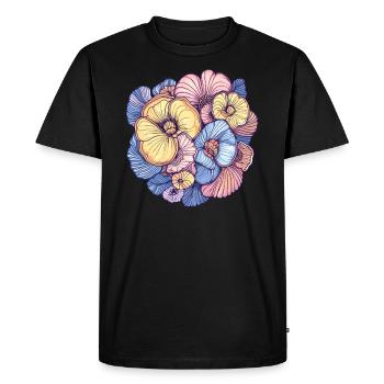 Splendeur florale au pastel - T-shirt Premium bio Homme - noir - Devant - Nico (187cm)