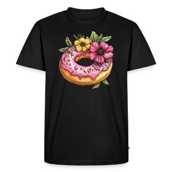 Beignet aux fleurs - T-shirt Premium bio Homme - noir - Devant - Nico (187cm)