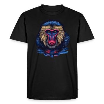 Mandrill Singe dans le miroir - T-shirt Premium bio Homme - noir - Devant - Nico (187cm)