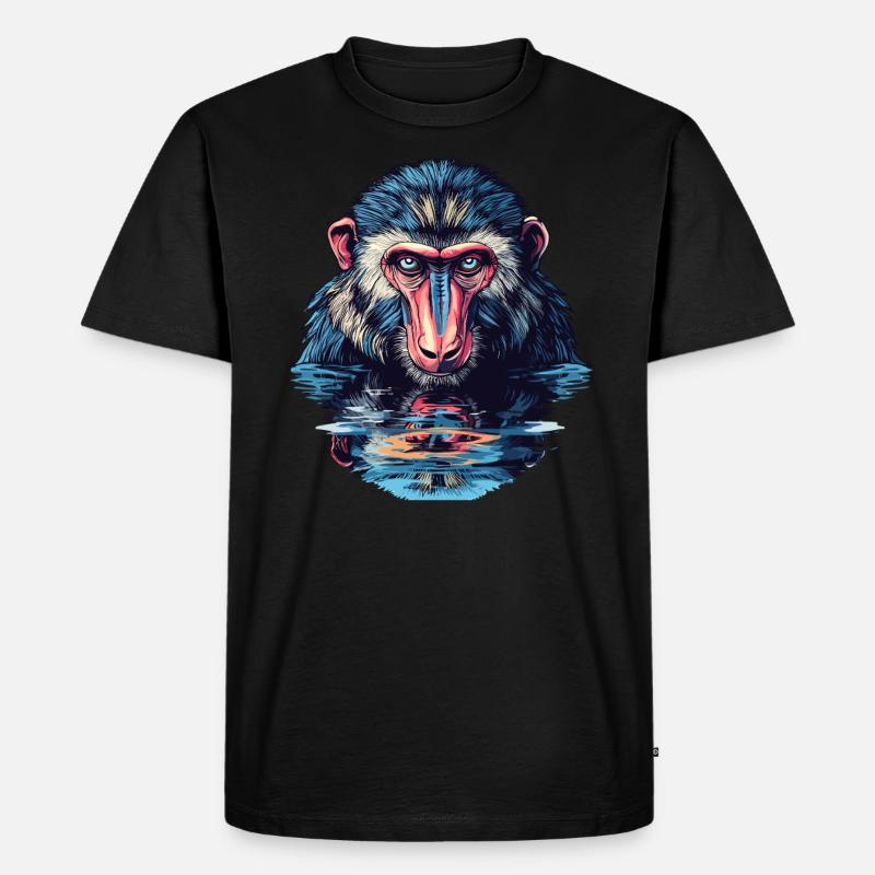 Mandrill im Wasserblick - Männer Premium Bio T-Shirt - Schwarz