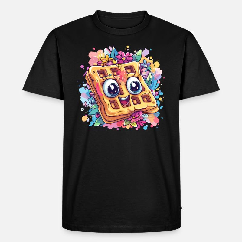Fröhliche Waffelparty - Männer Premium Bio T-Shirt - Schwarz
