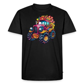 Sweet Flower Tractor - Men's Premium Organic T-Shirt - black - Front - Nico (187cm)