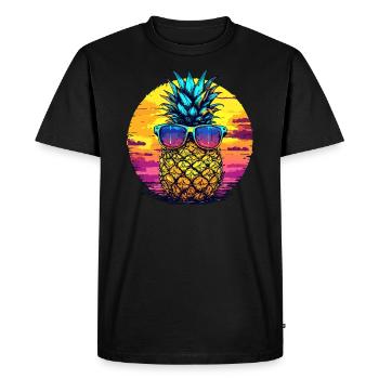 Sun pineapple with glasses - Men's Premium Organic T-Shirt - black - Front - Nico (187cm)