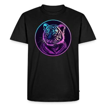 Néon Tiger Gaze - T-shirt Premium bio Homme - noir - Devant - Nico (187cm)