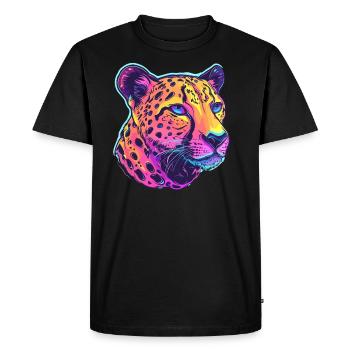 Colorful Leopard Pop Art - Men's Premium Organic T-Shirt - black - Front - Nico (187cm)