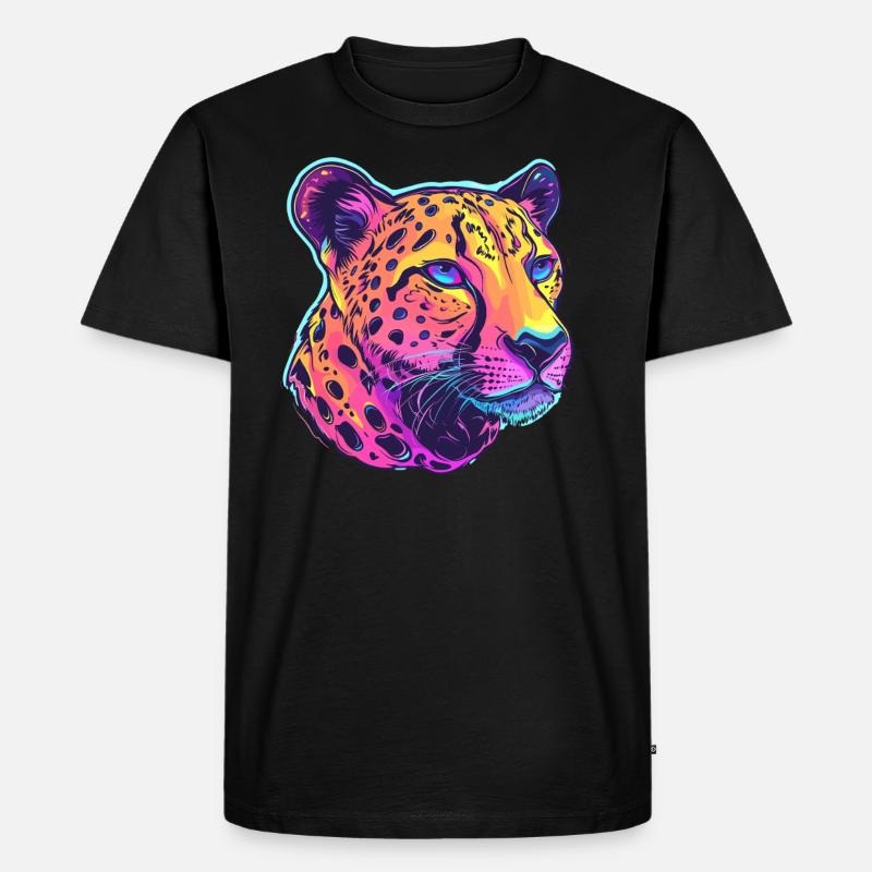 Bunter Leopard Popart - Männer Premium Bio T-Shirt - Schwarz