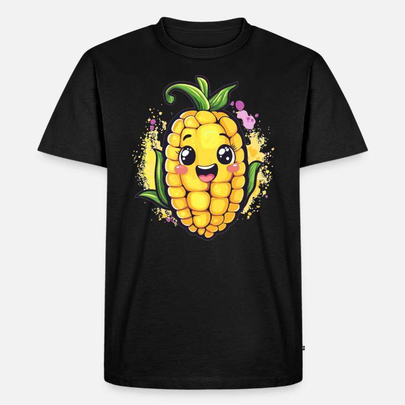 Fröhlicher Maiskolben - Männer Premium Bio T-Shirt - Schwarz
