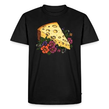 Cheese with flowers - Men's Premium Organic T-Shirt - black - Front - Nico (187cm)