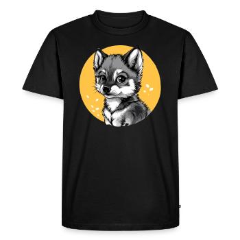 Husky in Yellow Circle - Men's Premium Organic T-Shirt - black - Front - Nico (187cm)