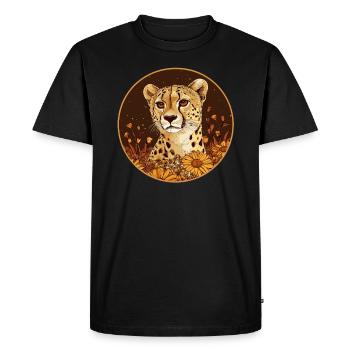Guépard dans le champ de fleurs - T-shirt Premium bio Homme - noir - Devant - Nico (187cm)