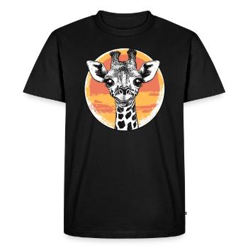 Girafe au coucher du soleil - T-shirt Premium bio Homme - noir - Devant - Nico (187cm)