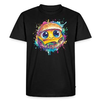 Burgers aux yeux écarquillés - T-shirt Premium bio Homme - noir - Devant - Nico (187cm)