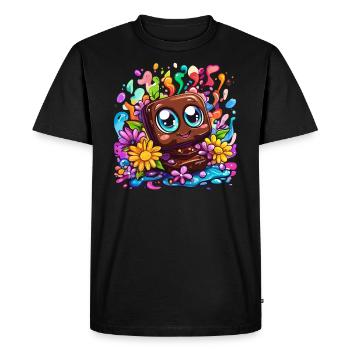 Morceau de chocolat heureux - T-shirt Premium bio Homme - noir - Devant - Nico (187cm)