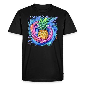 Pineapple with paint splash - Men's Premium Organic T-Shirt - black - Front - Nico (187cm)