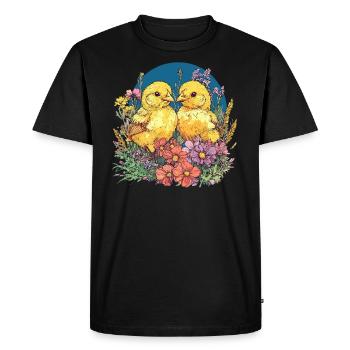 Poussins dans le champ de fleurs - T-shirt Premium bio Homme - noir - Devant - Nico (187cm)