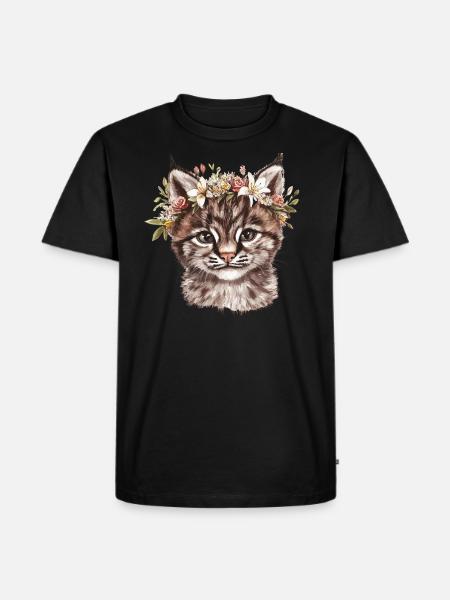 Cat with flower crown - Men's Premium Organic T-Shirt - black