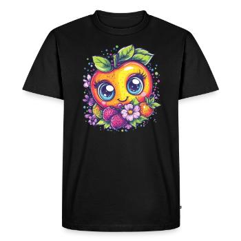 Cheerful peach with berries - Men's Premium Organic T-Shirt - black - Front - Nico (187cm)