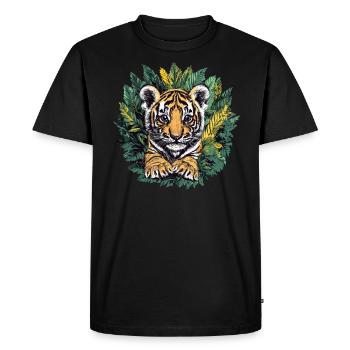 Bébé tigre dans la jungle - T-shirt Premium bio Homme - noir - Devant - Nico (187cm)