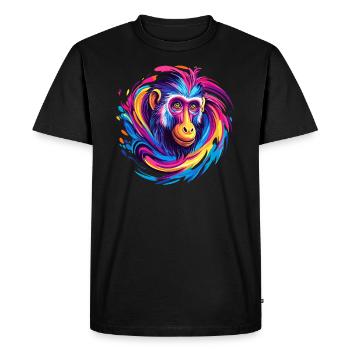 Colorful Monkey Head Swirl - Men's Premium Organic T-Shirt - black - Front - Nico (187cm)