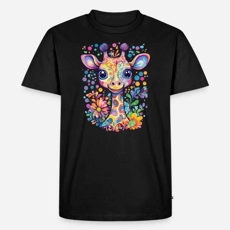 Bunte Giraffe Träume - Männer Premium Bio T-Shirt - Schwarz