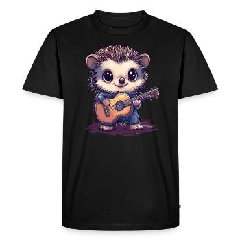 Hérisson jouant de la guitare - T-shirt Premium bio Homme - noir - Devant - Nico (187cm)
