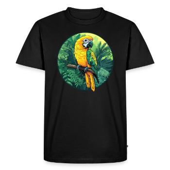 Perroquet dans la jungle - T-shirt Premium bio Homme - noir - Devant - Nico (187cm)
