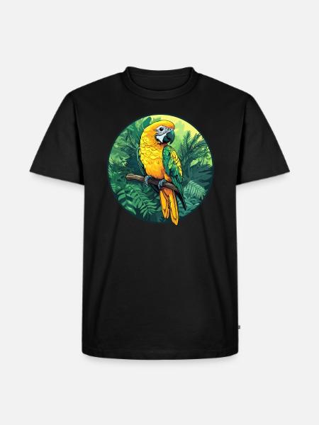 Papagei im Dschungel - Männer Premium Bio T-Shirt - Schwarz