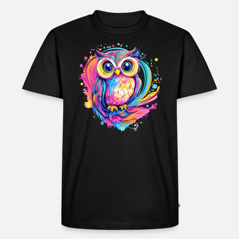 Bunte niedliche Eule - Männer Premium Bio T-Shirt - Schwarz